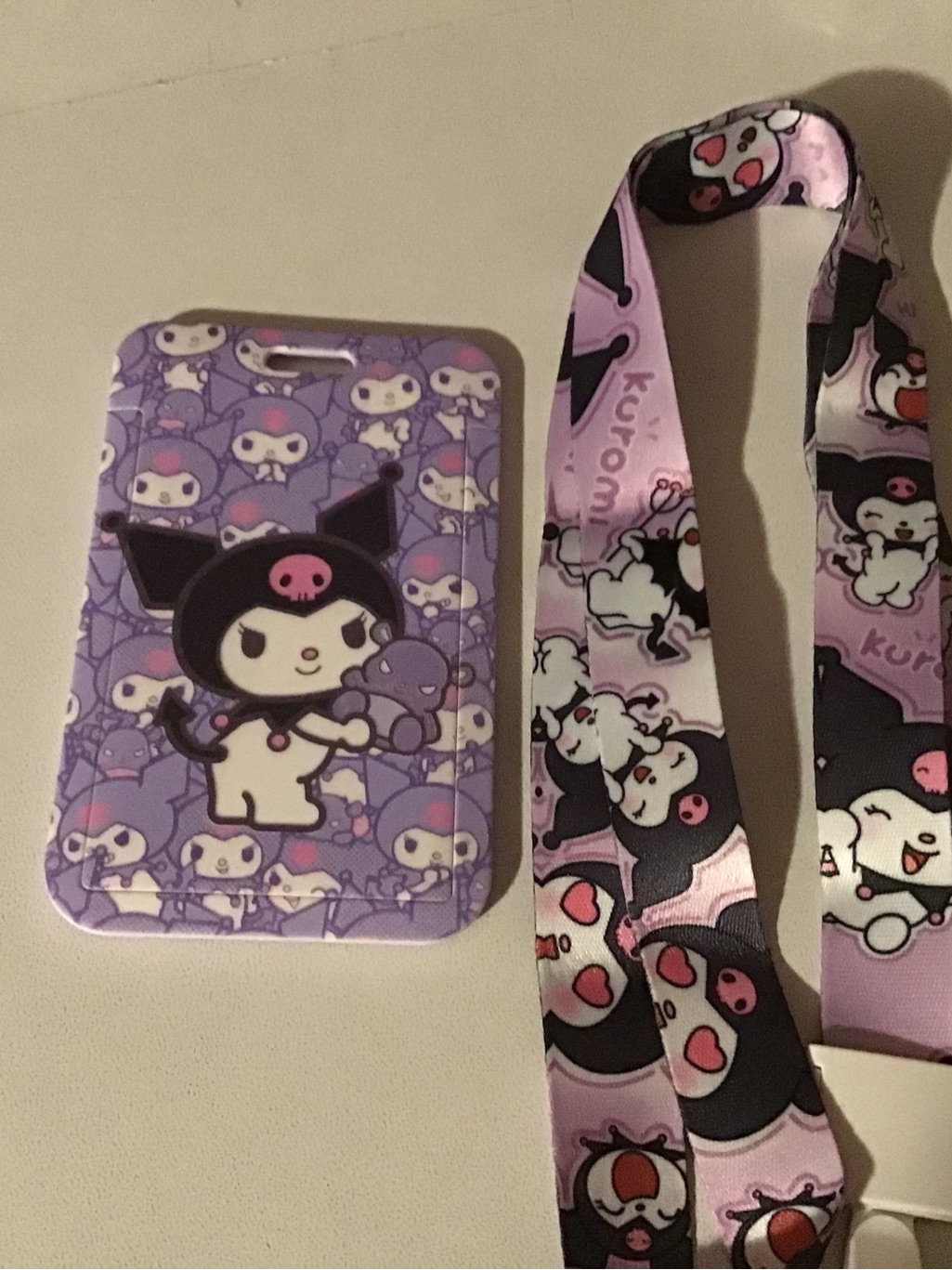 Sanrio Kuromi Lavender And Black Lanyard With Card Holder